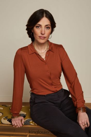 King Louie kvinner carina bluse ecovero light B648B130 klær konjakk oransje King Louie kvinner carina bluse ecovero light B648B130 klær konjakk oransje