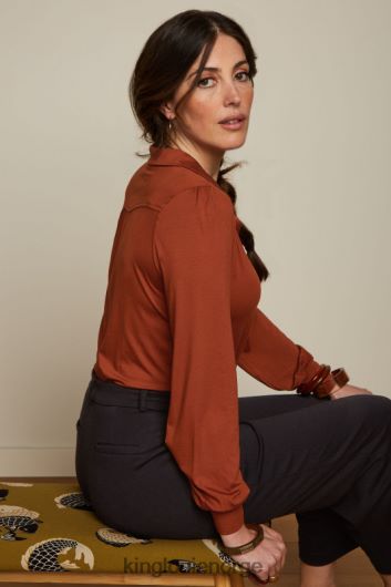 King Louie kvinner carina bluse ecovero light B648B130 klær konjakk oransje