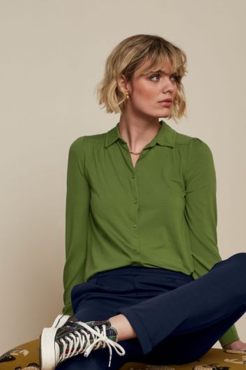 King Louie kvinner carina bluse ecovero light B648B134 klær olivengrønn