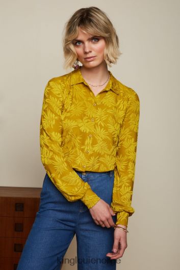 King Louie kvinner carina bluse pop-up B648B125 klær karrigul