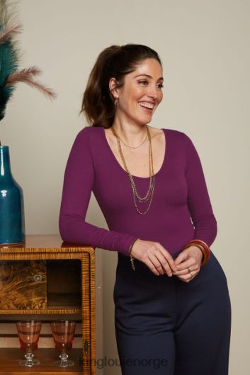 King Louie kvinner carice v topp uni rib B648B51 klær caspia lilla