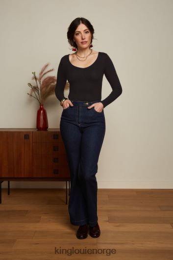 King Louie kvinner carice v topp uni rib B648B52 klær svart