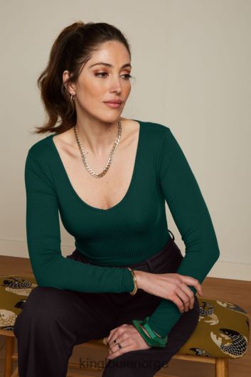 King Louie kvinner carice v topp uni rib B648B53 klær furugrønn