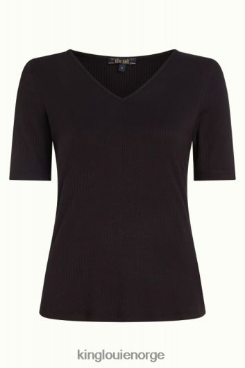 King Louie kvinner carice v topp uni rib B648B98 klær svart