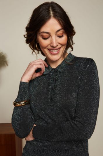 King Louie kvinner polo volang topp lapis B648B67 klær svart