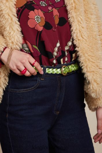 King Louie kvinner skinnende flettet belte B648B187 tilbehør trebine grønn